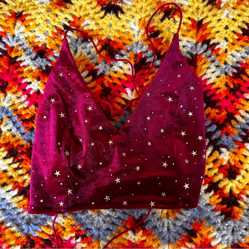 Starry Laced Back Crop Top